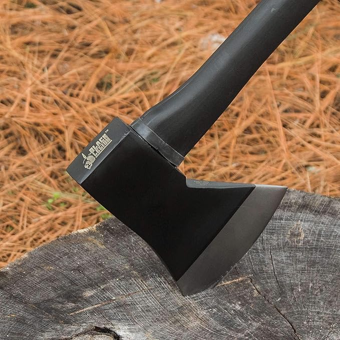 Black Legion Wood Splitting Long Axe - 28” Length | Chopping & Felling Firefighter Axe | Rubberized Long Handle | Stainless Steel Ax Head | 5” Blade Head | Easily Splits Firewood