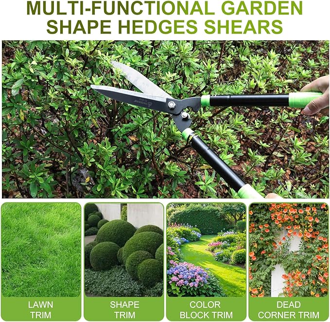 23-30" Telescoping Hedge Clippers, Extendable Garden Shears for Trimming Hedges, Shrubs & Bushes, Manual Hedge Shears with Adjustable Blade Tension for Yard Landscaping