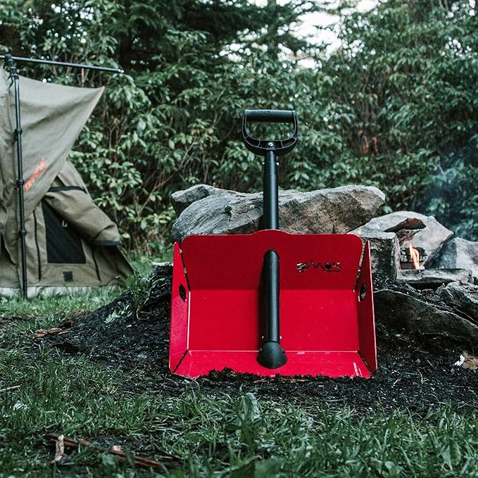 DMOS Stealth Shovel - Lightweight, Heavy-Duty Aluminum Sand & Snow Shovel with Extendable & Collapsible Handle for Camping, Overlanding, Survival, & Off-Road Use - Red/Black - X-Large