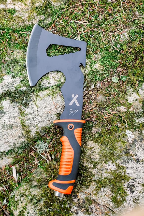 Bear Grylls Ultimate Hatchet, Axe for Camping, Survival, and Backpacking, Includes Sheath, Bottle Opener, Hammer, and Hex Wrench, 3cr13 Stainless Steel - Black Oxide
