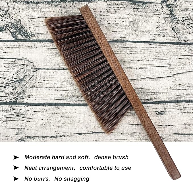 Hand Broom Cleaning Brushes-Soft Bristles Dusting Brush for Cleaning Car/Bed/Couch/Draft/Garden/Furniture/Clothes,Wooden Handle
