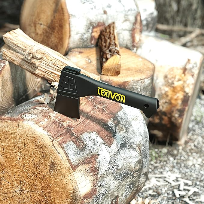 LEXIVON V9 Camping Hatchet, 9-Inch Axe | Ergonomic Grip, Lightweight Fiber-Glass Composite Handle | Protective Carrying Sheath Included (LX-V9)