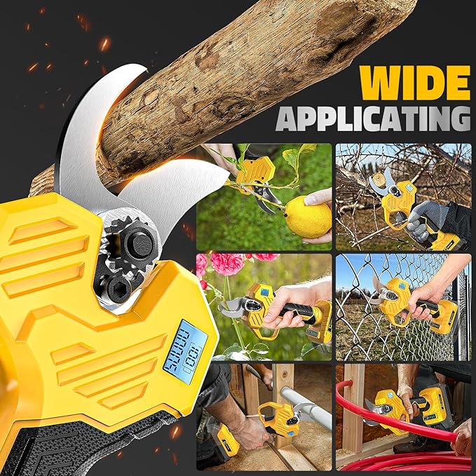Pruning Shears Compatible with DeWalt 20v Battery,Cordless Electric Pruner with LCD Display & Imported SK7 Steel Blades,1.2-Inch Cutting Diameter for Gardening Tree Pruning(No Battery)