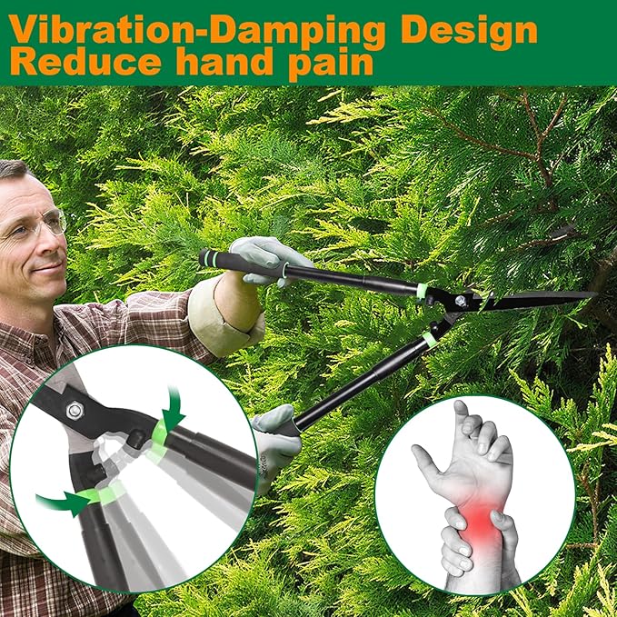 Hedge Shears 29.5" Manual Hedge Clippers with 15° Angle Precision Blades Plant Cutting Scissors for Trimming and Shaping Hedges, Shrubs, Boxwood, Tall Bushes