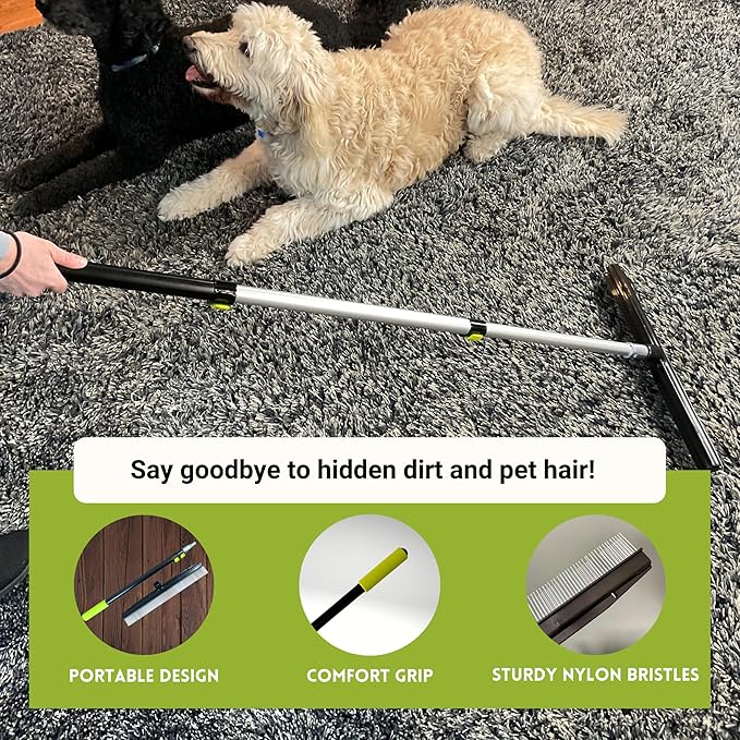 Small Room Groom Carpet Rake and Groomer with 11 Inch Handle, Portable Design, Carpet Brush Ideal for Pet Hair, Refreshing High Pile Carpets, Stairs, Furniture, Rugs, and Artificial Turf