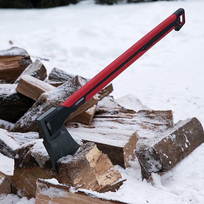 INTERTOOL Splitting Axe for Firewood 28” Maul Wood Splitter Ax Tool for Deeper Cuts, Chopping, Kindling, Camp, Survival - Shock Absorbing MAX Grip Handle, Sheath - HT08-0297