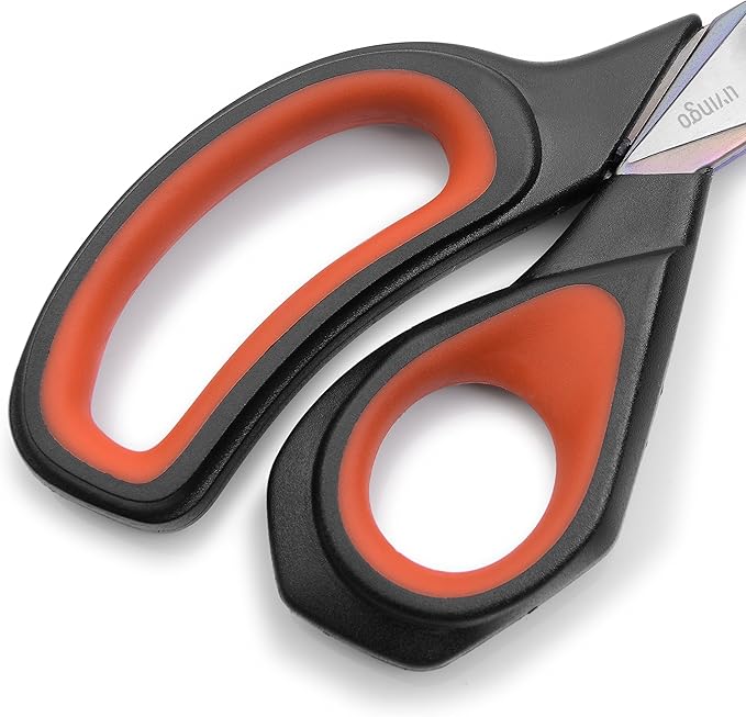 LIVINGO Premium Tailor Scissors Heavy Duty Multi-Purpose Titanium Coating Forged Stainless Steel Sewing Fabric Leather Dressmaking Comfort Grip Shears Professional Crafting (8.5 INCH)