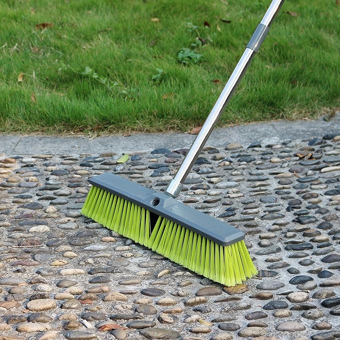 PHYEX 18" Push Broom with 47" Long Handle, Multi-Surface Floor Scrub Brush for Cleaning Deck, Patio, Garage, Driveway