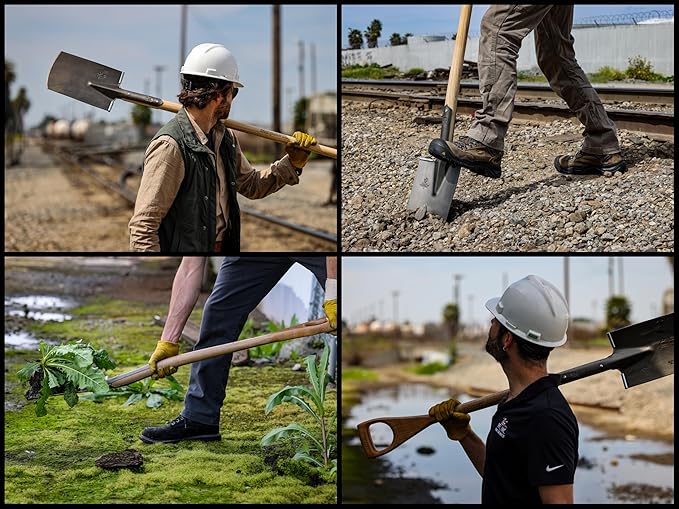 IDEALSPATEN - Made in Germany Since 1899 - Bremen Rounded Spade - Professional Midsize Spade for Digging, Ash D Handle 5.75lb - 45 in (Bremen)#IS120