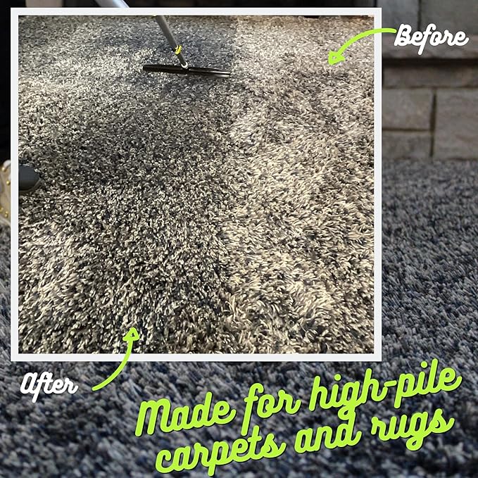 Room Groom Carpet Rake Groomer with Telescoping 54" Adjustable Handle & Portable Lint Remover Brush Tool, Carpet Brush Ideal for Pet Hair, Refreshing Carpets, Rugs, and Artificial Turf