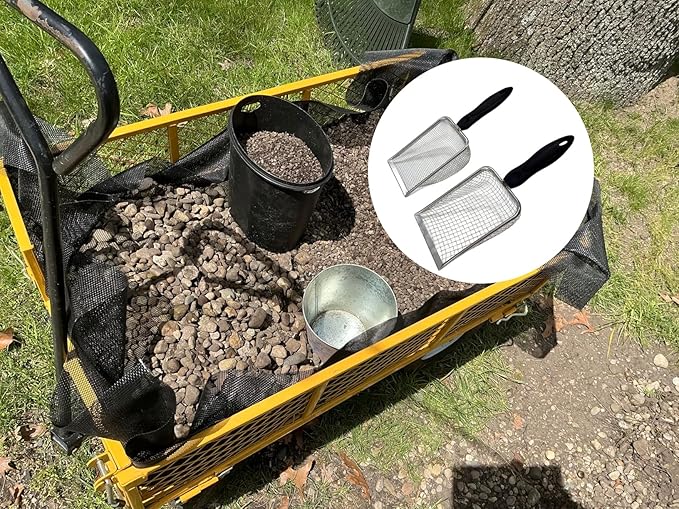 2Pcs Soil Sifter for Gardening Rock Sifter Shovel Dirt Sifter for Sand, Dirt, Rock Compost (0.11inch & 0.2inch Mesh)