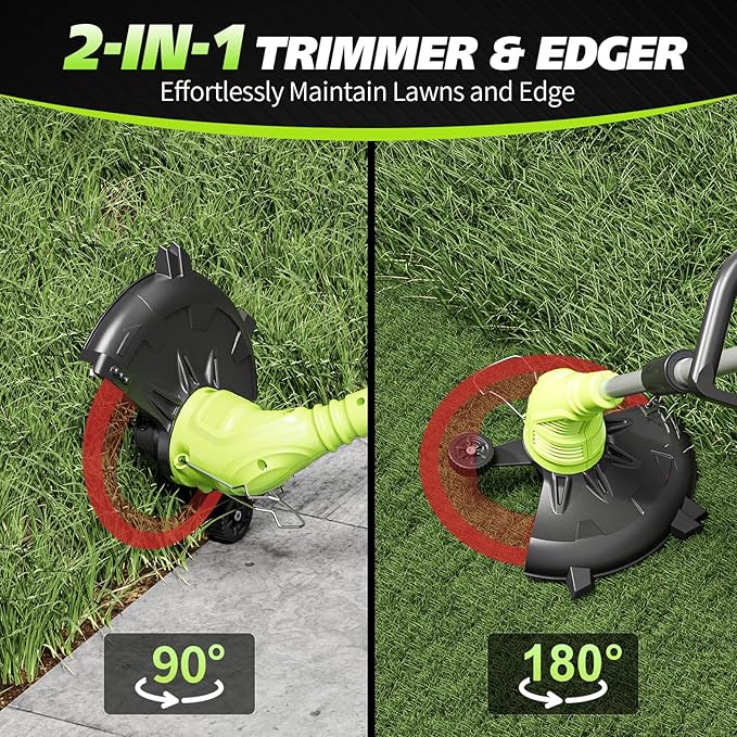 Aokia String Trimmer: Grass Edger with 4 Replacement Spools and 2 Blands - Lightweight Electric Lawn Cutter, 40V 2.0Ah Battery Powered Cordless Weed Wacker for Garden, Yard