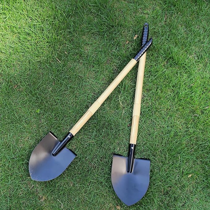 2PCS 27" Kids Shovels, Wood Handle & Metal Head Shovels for Digging Sand, Great for Beach & Garden