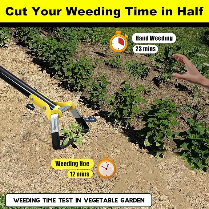 Hoe Garden Tool - Heavy Duty Hula Garden Hoe for Back-Saving Weeding,30-72 Inch Long Handle Stirrup Hoes for Weed Scraper,Scuffle Action Loop Hoe for Flower Beds,Yards,Raised Beds