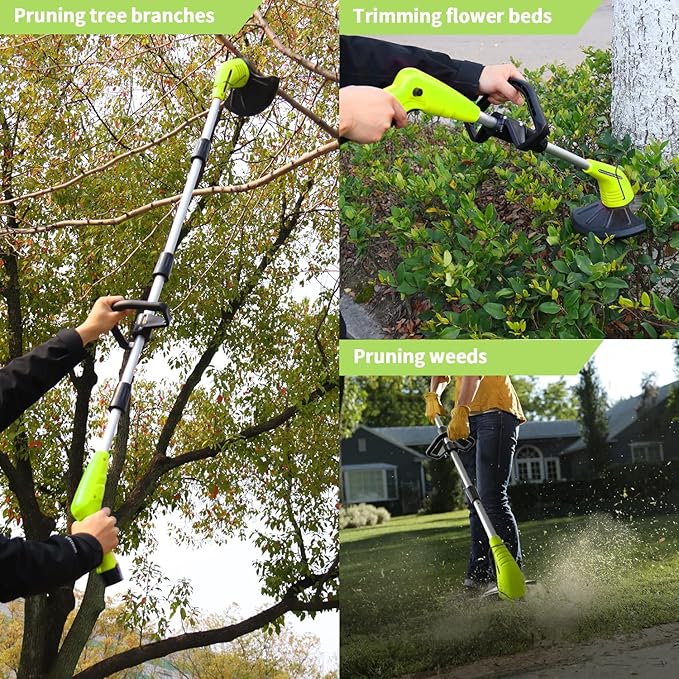 Weed Wacker Cordless,2000mah Battery Operated Weed Trimmer 3 Types Cutting Blade Lightweight Electric Grass Cutter,Fast Charger Portable Lawn Trimmer for Yard Garden
