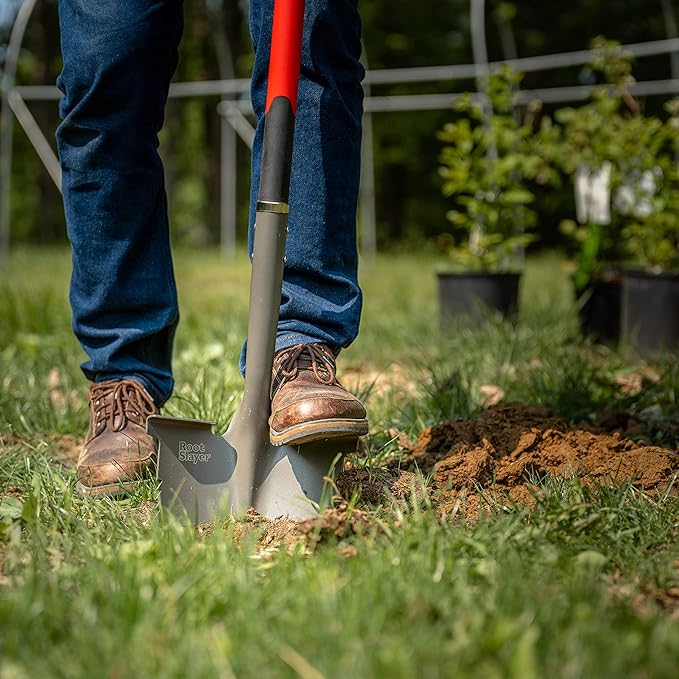 Radius Garden 22211, Root Slayer Round Head Shovel, Red