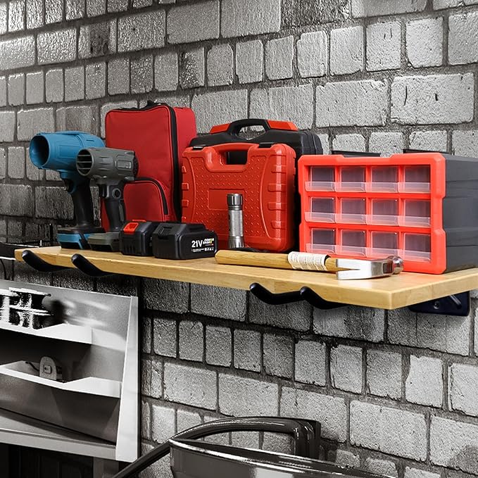 SMART JERRY - Garage Hooks Heavy Duty Tool Organizer │Wall Mount Hooks for Car Tires, Ladders, Chairs, Strollers & Power Tools │Garage Organization Hooks │4 Pack