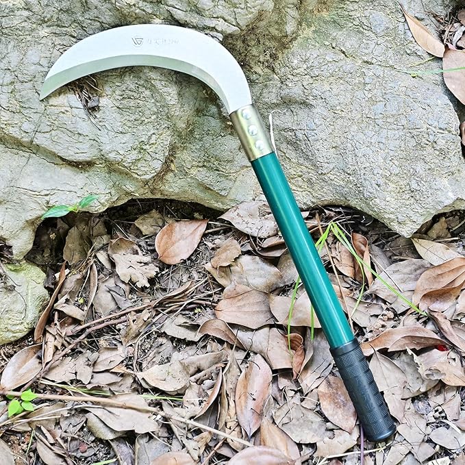 Sickle Knife Brush Clearing Garden Tool with Carbon Steel Blade for Yard Work, Weeding