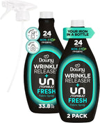 Downy Wrinkle Releaser Spray, All In One Wrinkle Release Spray, Odor Eliminator, Static Remover, Fabric Refresher & Ironing Aid for Clothes, 33.8 Fl Oz (Pack of 2), Light Fresh Scent
