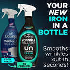 Downy Wrinkle Releaser Spray, All In One Wrinkle Release Spray, Odor Eliminator, Static Remover, Fabric Refresher & Ironing Aid for Clothes, 33.8 Fl Oz (Pack of 2), Light Fresh Scent