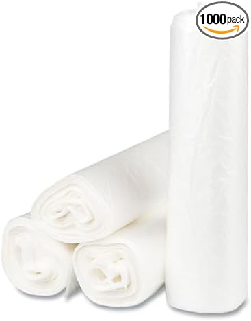 7-10 Gallon Clear Trash Can Liners - 24" x 24" – High Density Garbage Bags - Case of 1000 – Multipurpose for Office, Outdoor, Recycling, Industrial and Commercial