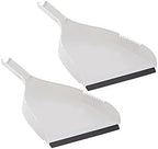 Superio Clip-On Dustpan - Heavy Duty Plastic, Easy Grip Clip-On Dust Pan with Rubber Edge, Detailed Sweeping Debris, Fits Standard Brooms Home & Commercial Dusting & Cleaning Tool, Grey, 2-Pack
