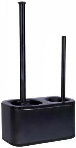 Blue Donuts Toilet Brush and Plunger Set with Holder, Sleek Minimalist Modern Black Bathroom Accessories Toilet Plunger and Toilet Bowl Brush Combo