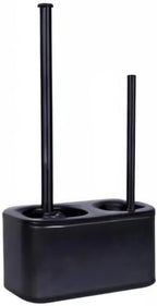 Blue Donuts Toilet Brush and Plunger Set with Holder, Sleek Minimalist Modern Black Bathroom Accessories Toilet Plunger and Toilet Bowl Brush Combo