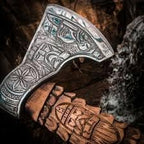 | custom handmade Viking medieval Axe with Viking gift,Hand Axe,Viking Gifts for Men,Camping Tomahawk,Bearded,Valhalla Axe with Leather Sheath (Battle axe) (Handmade)