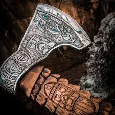 | custom handmade Viking medieval Axe with Viking gift,Hand Axe,Viking Gifts for Men,Camping Tomahawk,Bearded,Valhalla Axe with Leather Sheath (Battle axe) (Handmade)