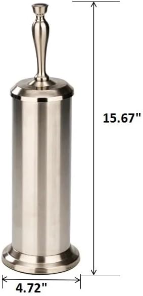 J&V TEXTILES Toilet Brush, Toilet Bowl Brush with Extra Long Handle Durable Bristles Toilet Scrubber and Covered Holder for Toilet Brush Set for Bathroom Cleaning (Brushed Satin Nickel)