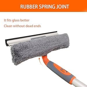 Professional Window Squeegee Cleaner, 2 in 1 Shower Squeegee with Extension Pole, 62‘’ Telescopic Window Washing Equipment with Bendable Head, Glass Cleaning Tools for Indoor/Outdoor High Window