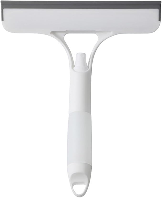 3 in 1 Spray Window Squeegee Cleaner Scraper, Window Squeegee Cleaner Tool with Spray Bottle for Shower Glass, Mirrors, Car, Home Window Cleaner Tool (White)