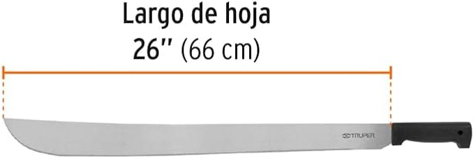 TRUPER T-460-26B Black Handle Machetes, Rivetless 26" (66cm)