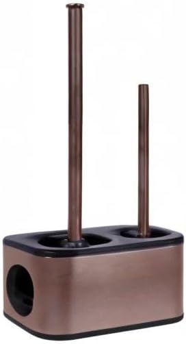 Blue Donuts Toilet Brush and Plunger Set with Holder, Sleek Minimalist Modern Oil Rubbed Bronze Bathroom Accessories Toilet Plunger and Toilet Bowl Brush Combo