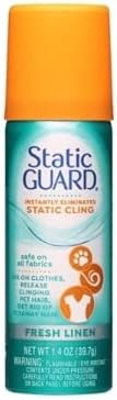 Static Guard Spray Travel Size, Eliminates Static Cling, Fresh Linen and Original, 1.4 Ounce (Pack of 6) - with Make Your Day Mini Lint Roller
