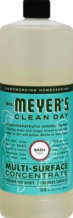 MRS. MEYER'S CLEAN DAY Multi-Surface Cleaner Concentrate, Use to Clean Floors, Tile, Counters, Basil, 32 fl. oz (Pack of 2)