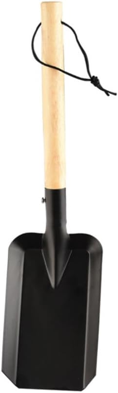 Veemoon Small Fireplace Ash Shovel Gardening Shovel with Wood Handle Iron Coalshovel for BBQ Fireplace Ash Sweep Planting Supplies Outdoor Hiking Indoor and Outdoor, 15inch Black