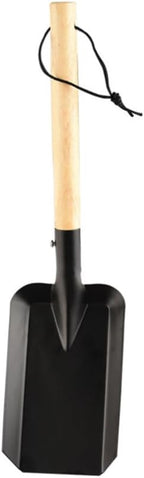 Veemoon Small Fireplace Ash Shovel Gardening Shovel with Wood Handle Iron Coalshovel for BBQ Fireplace Ash Sweep Planting Supplies Outdoor Hiking Indoor and Outdoor, 15inch Black