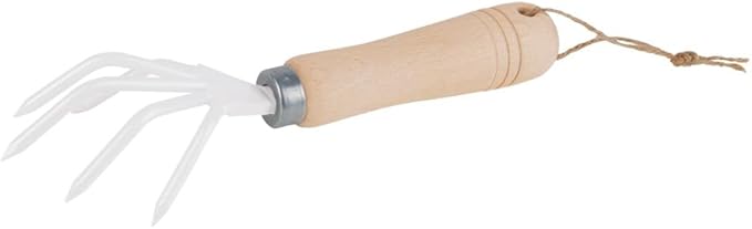Redecker Hand Cultivator Gardening Tool, Durable Powder-Coated Metal and Natural Untreated Beechwood Handle, Hanging Loop