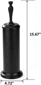 J&V TEXTILES Toilet Brush, Toilet Bowl Brush with Extra Long Handle Durable Bristles Toilet Scrubber and Covered Holder for Toilet Brush Set for Bathroom Cleaning (Matte Black)