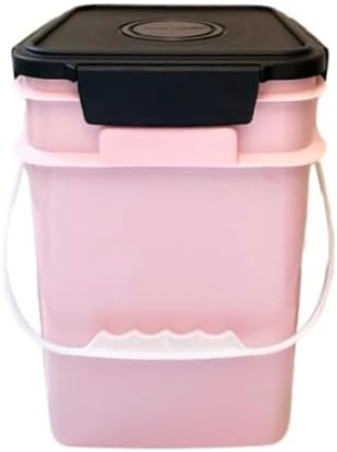 House Naturals 4 Gallon Square Food Grade Bucket Pail with Plastic Handles and Lid (Pack of 3) Made in USA containers (Pink/Magenta/Purple - Black lids)