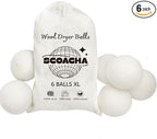 Wool Dryer Balls - XL Pack of 6 - Made from 100% New Zealand Wool - Natural Fabric Softener - Reusable, Eco-Friendly - Reduces Drying Time, Wrinkles, and Pet Hair.