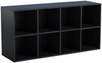 8-Cube Storage Shelf Bookcase - Wooden 4-Tier Floor Standing Open Bookshelf, Modern TV Stand up to 55 Inchs for Home and Office, Black