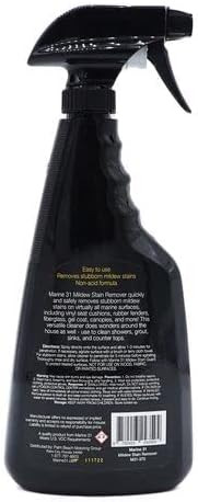 Marine 31 Mildew Stain Remover & Cleaner | Multi-Surface Cleaner for Boats, Marine, Bathroom & Patio | Removes Mildew & Stains | Powerful Formula | M31-370-20OZ | 20oz