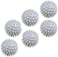 Reusable Laundry Dryer Balls, White Plastic Anti-Static Fabric Softener, Reduces Wrinkles, Sustainable Cleaning Supplies, Essential Washing & Drying Aid for Soft, 6 Pack, 2.36 in (White)