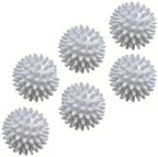 Reusable Laundry Dryer Balls, White Plastic Anti-Static Fabric Softener, Reduces Wrinkles, Sustainable Cleaning Supplies, Essential Washing & Drying Aid for Soft, 6 Pack, 2.36 in (White)