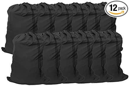 Extra Large Laundry Bag 12 Pack, Travel Laundry Bags with Drawstring Closure, 30"x40", for college, dorm and apartment dwellers (12PCS Black)