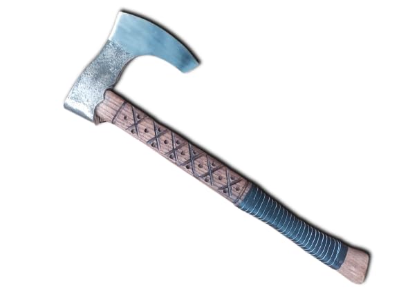 Kacha Store | custom handmade Viking medieval Axe with Viking gift,Hand Axe,Viking Gifts for Men,Camping Tomahawk,Bearded,Valhalla Axe with Leather Sheath (Battle axe) (Ragnar Ax)