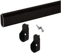Oval Closet Rod with End Supports (Black, Custom 10" - 92" Inches)